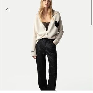 Zadig & Voltaire Mirka cashmere amour Heart Detail Cream Cardigan